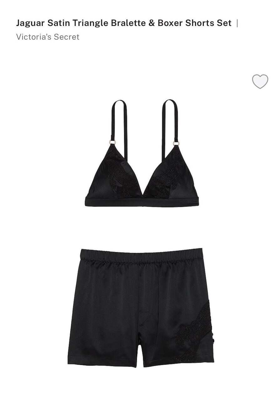 Victoria's Secret Jaguar Satin Triangle Bralette & Boxer Shorts Set